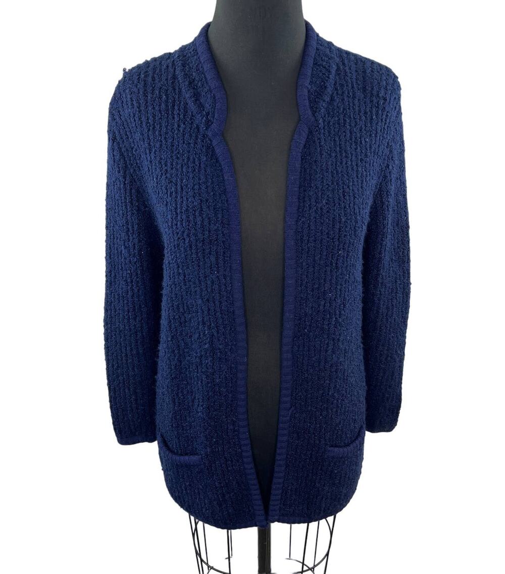VINTAGE LeRoy Knitwear Blue LS Cardigan Sweater Oversized Open Front Long Sleeve
